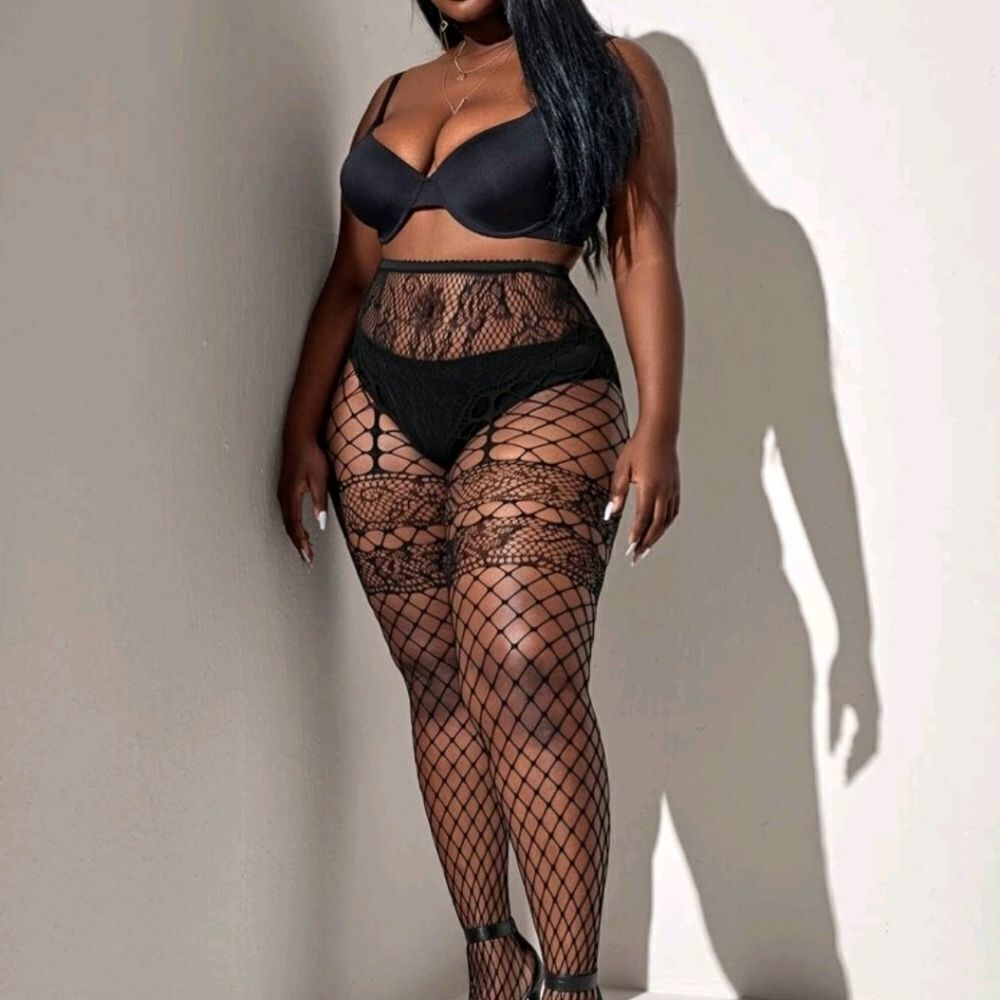 Plus Fishnet Cut-out Tights - Picture 3 of 5